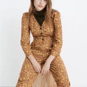 Madewell Corduroy Puff-Sleeve Jumpsuit in Mumbai Floral